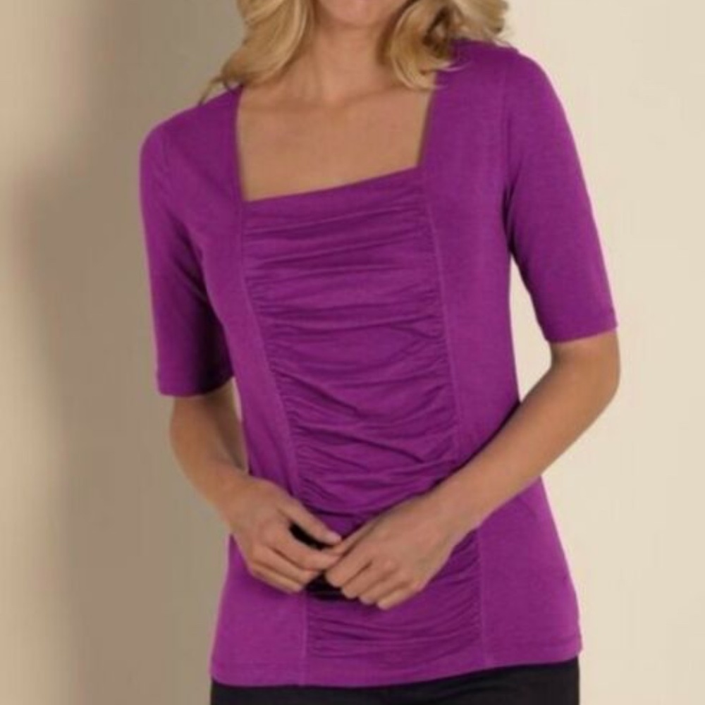 Soft Surroundings Tristan Square‎ Neck Ruched Top S